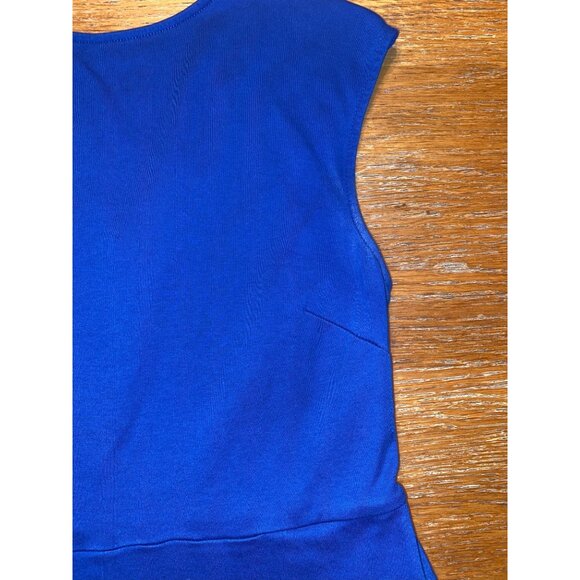 Sleeveless Blue A-Line Dress With Lace-Up Back Design - Picture 2 of 5